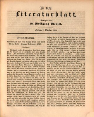 Morgenblatt für gebildete Leser. Literaturblatt (Morgenblatt für gebildete Stände) Freitag 9. Oktober 1840