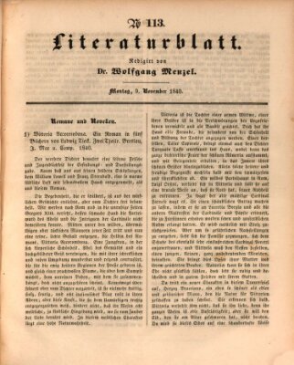 Morgenblatt für gebildete Leser. Literaturblatt (Morgenblatt für gebildete Stände) Montag 9. November 1840