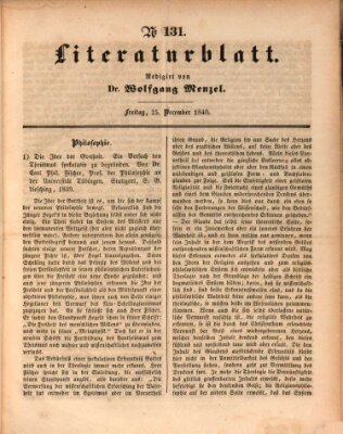 Morgenblatt für gebildete Leser. Literaturblatt (Morgenblatt für gebildete Stände) Freitag 25. Dezember 1840