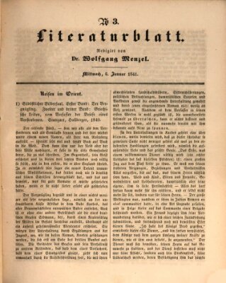 Morgenblatt für gebildete Leser. Literaturblatt (Morgenblatt für gebildete Stände) Mittwoch 6. Januar 1841