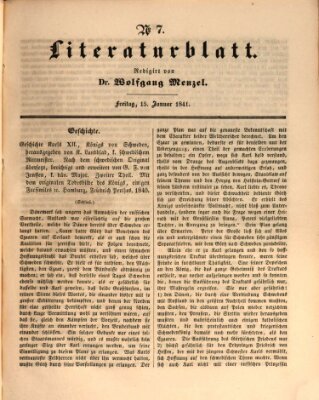 Morgenblatt für gebildete Leser. Literaturblatt (Morgenblatt für gebildete Stände) Freitag 15. Januar 1841