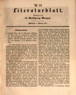 Morgenblatt für gebildete Leser. Literaturblatt (Morgenblatt für gebildete Stände) Mittwoch 3. Februar 1841