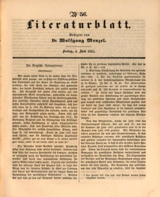 Morgenblatt für gebildete Leser. Literaturblatt (Morgenblatt für gebildete Stände) Freitag 4. Juni 1841