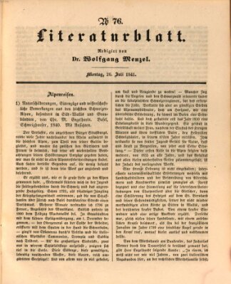 Morgenblatt für gebildete Leser. Literaturblatt (Morgenblatt für gebildete Stände) Montag 26. Juli 1841