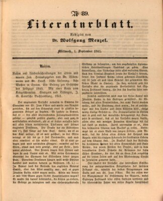 Morgenblatt für gebildete Leser. Literaturblatt (Morgenblatt für gebildete Stände) Mittwoch 1. September 1841