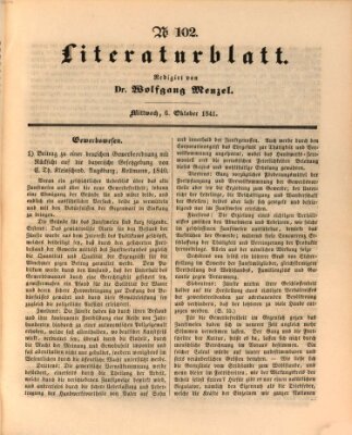 Morgenblatt für gebildete Leser. Literaturblatt (Morgenblatt für gebildete Stände) Mittwoch 6. Oktober 1841