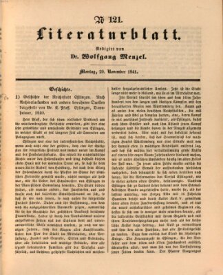 Morgenblatt für gebildete Leser. Literaturblatt (Morgenblatt für gebildete Stände) Montag 29. November 1841