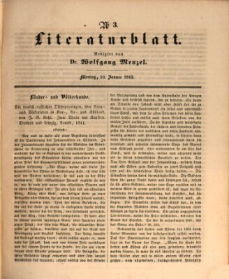 Morgenblatt für gebildete Leser. Literaturblatt (Morgenblatt für gebildete Stände) Montag 10. Januar 1842