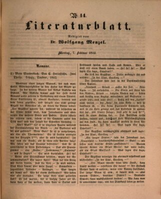 Morgenblatt für gebildete Leser. Literaturblatt (Morgenblatt für gebildete Stände) Montag 7. Februar 1842