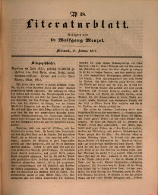 Morgenblatt für gebildete Leser. Literaturblatt (Morgenblatt für gebildete Stände) Mittwoch 16. Februar 1842