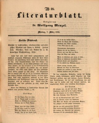 Morgenblatt für gebildete Leser. Literaturblatt (Morgenblatt für gebildete Stände) Montag 7. März 1842