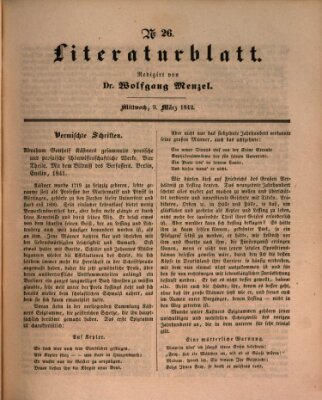 Morgenblatt für gebildete Leser. Literaturblatt (Morgenblatt für gebildete Stände) Mittwoch 9. März 1842