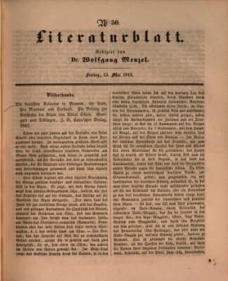 Morgenblatt für gebildete Leser. Literaturblatt (Morgenblatt für gebildete Stände) Freitag 13. Mai 1842