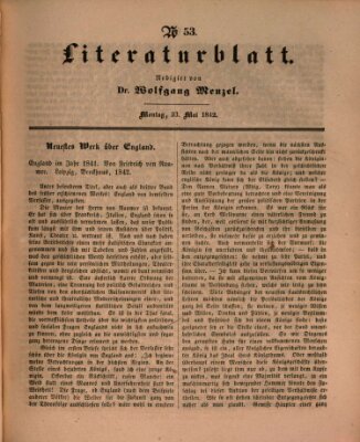 Morgenblatt für gebildete Leser. Literaturblatt (Morgenblatt für gebildete Stände) Montag 23. Mai 1842