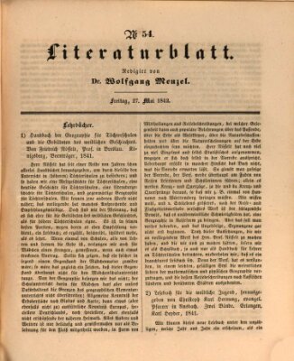 Morgenblatt für gebildete Leser. Literaturblatt (Morgenblatt für gebildete Stände) Freitag 27. Mai 1842