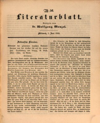 Morgenblatt für gebildete Leser. Literaturblatt (Morgenblatt für gebildete Stände) Mittwoch 1. Juni 1842