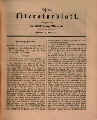 Morgenblatt für gebildete Leser. Literaturblatt (Morgenblatt für gebildete Stände) Mittwoch 8. Juni 1842