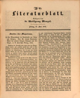 Morgenblatt für gebildete Leser. Literaturblatt (Morgenblatt für gebildete Stände) Freitag 24. Juni 1842