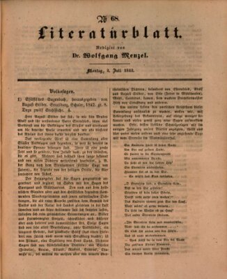 Morgenblatt für gebildete Leser. Literaturblatt (Morgenblatt für gebildete Stände) Montag 4. Juli 1842