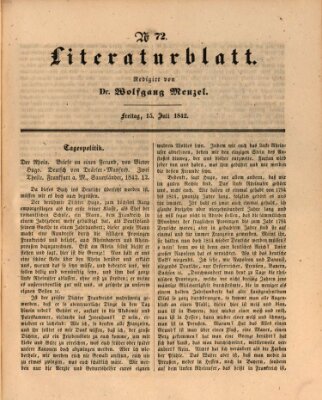 Morgenblatt für gebildete Leser. Literaturblatt (Morgenblatt für gebildete Stände) Freitag 15. Juli 1842