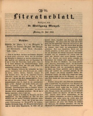 Morgenblatt für gebildete Leser. Literaturblatt (Morgenblatt für gebildete Stände) Montag 25. Juli 1842