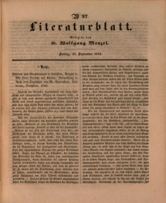 Morgenblatt für gebildete Leser. Literaturblatt (Morgenblatt für gebildete Stände) Freitag 23. September 1842