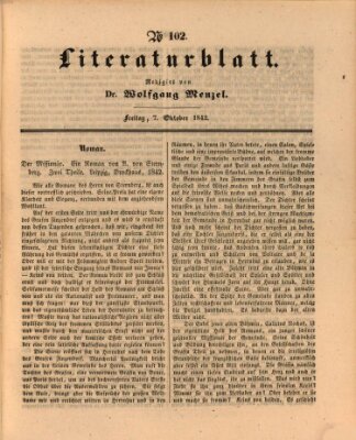 Morgenblatt für gebildete Leser. Literaturblatt (Morgenblatt für gebildete Stände) Freitag 7. Oktober 1842