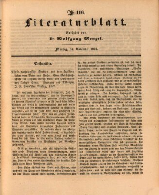 Morgenblatt für gebildete Leser. Literaturblatt (Morgenblatt für gebildete Stände) Montag 14. November 1842