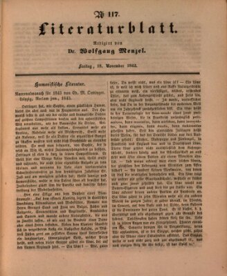 Morgenblatt für gebildete Leser. Literaturblatt (Morgenblatt für gebildete Stände) Freitag 18. November 1842