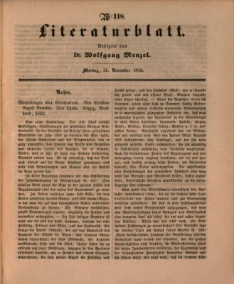 Morgenblatt für gebildete Leser. Literaturblatt (Morgenblatt für gebildete Stände) Montag 21. November 1842