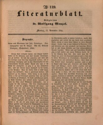 Morgenblatt für gebildete Leser. Literaturblatt (Morgenblatt für gebildete Stände) Dienstag 22. November 1842