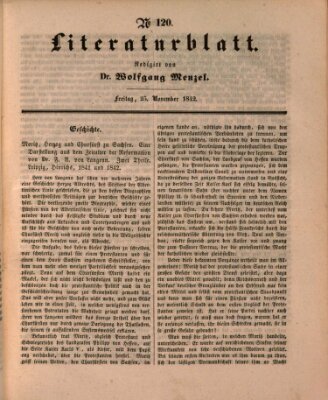 Morgenblatt für gebildete Leser. Literaturblatt (Morgenblatt für gebildete Stände) Freitag 25. November 1842