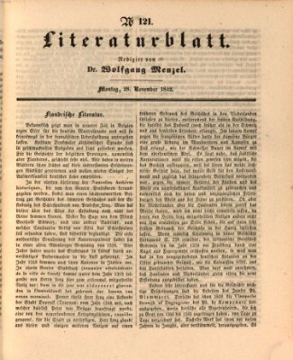 Morgenblatt für gebildete Leser. Literaturblatt (Morgenblatt für gebildete Stände) Montag 28. November 1842