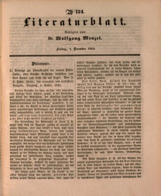 Morgenblatt für gebildete Leser. Literaturblatt (Morgenblatt für gebildete Stände) Freitag 9. Dezember 1842