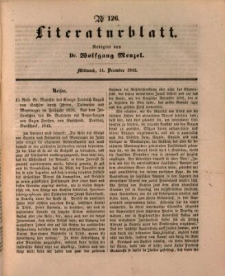 Morgenblatt für gebildete Leser. Literaturblatt (Morgenblatt für gebildete Stände) Mittwoch 14. Dezember 1842