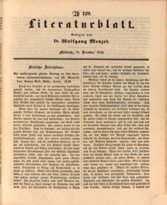 Morgenblatt für gebildete Leser. Literaturblatt (Morgenblatt für gebildete Stände) Mittwoch 21. Dezember 1842