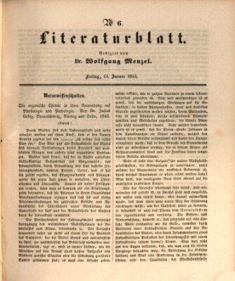 Morgenblatt für gebildete Leser. Literaturblatt (Morgenblatt für gebildete Stände) Freitag 13. Januar 1843