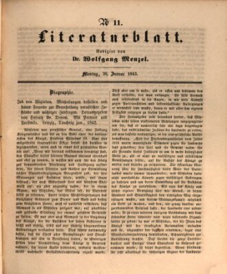 Morgenblatt für gebildete Leser. Literaturblatt (Morgenblatt für gebildete Stände) Montag 30. Januar 1843