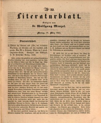 Morgenblatt für gebildete Leser. Literaturblatt (Morgenblatt für gebildete Stände) Montag 27. März 1843