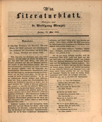 Morgenblatt für gebildete Leser. Literaturblatt (Morgenblatt für gebildete Stände) Freitag 19. Mai 1843