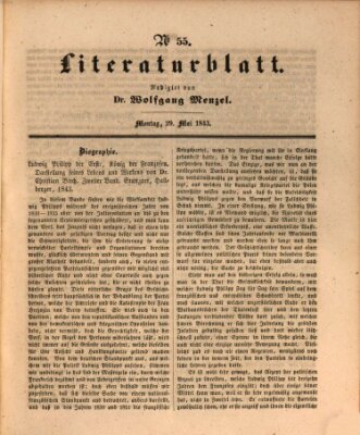 Morgenblatt für gebildete Leser. Literaturblatt (Morgenblatt für gebildete Stände) Montag 29. Mai 1843