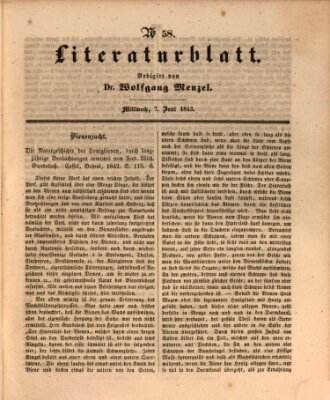 Morgenblatt für gebildete Leser. Literaturblatt (Morgenblatt für gebildete Stände) Mittwoch 7. Juni 1843