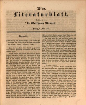 Morgenblatt für gebildete Leser. Literaturblatt (Morgenblatt für gebildete Stände) Freitag 9. Juni 1843