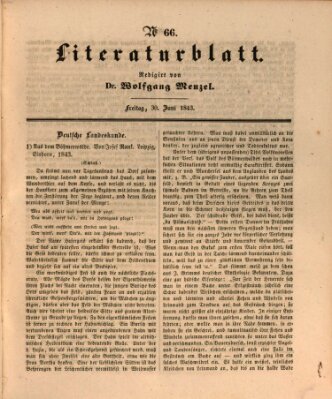 Morgenblatt für gebildete Leser. Literaturblatt (Morgenblatt für gebildete Stände) Freitag 30. Juni 1843