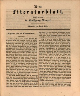 Morgenblatt für gebildete Leser. Literaturblatt (Morgenblatt für gebildete Stände) Mittwoch 16. August 1843