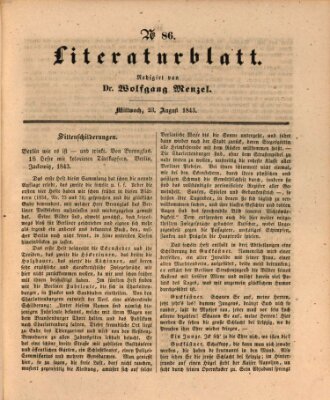 Morgenblatt für gebildete Leser. Literaturblatt (Morgenblatt für gebildete Stände) Mittwoch 23. August 1843