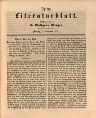 Morgenblatt für gebildete Leser. Literaturblatt (Morgenblatt für gebildete Stände) Montag 11. September 1843