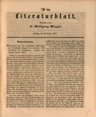 Morgenblatt für gebildete Leser. Literaturblatt (Morgenblatt für gebildete Stände) Freitag 29. September 1843