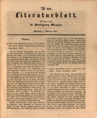 Morgenblatt für gebildete Leser. Literaturblatt (Morgenblatt für gebildete Stände) Mittwoch 4. Oktober 1843