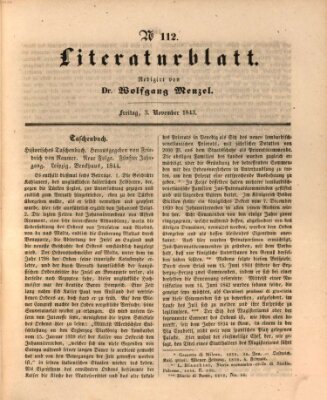 Morgenblatt für gebildete Leser. Literaturblatt (Morgenblatt für gebildete Stände) Freitag 3. November 1843